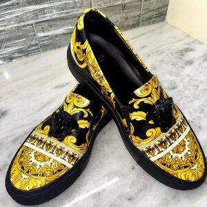 Black & Gold Baroque Slip-On Women’s Sneakers
